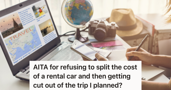 young woman planning a vacation with her phone and laptop