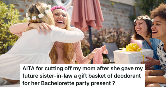 woman opening gifts at her bachelorette party