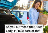 Rude Customers Shove In Front Of An Older Customer In The Checkout Line, So Others Make Sure The Rude Ones Have To Wait In The Parking Lot