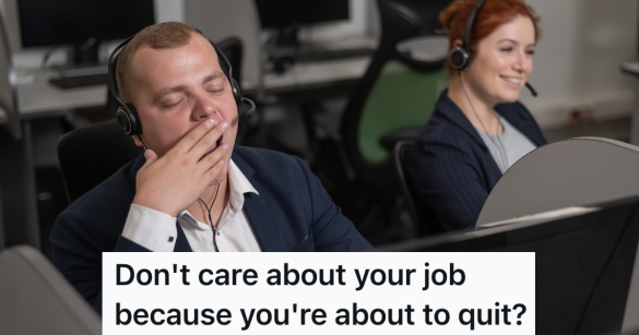 call center employee yawning