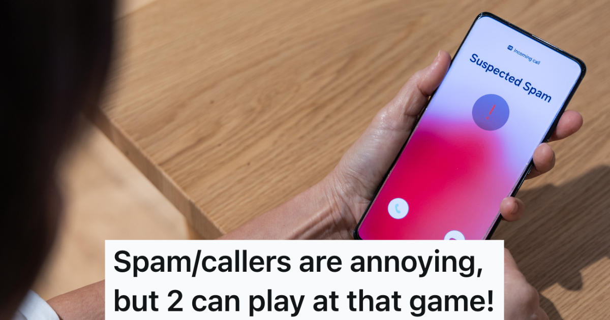 incoming call on a woman's phone that reads "suspected spam"