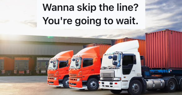 trucks at a distribution center