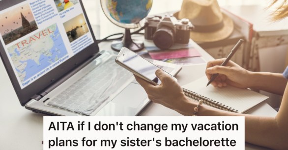 woman making vacation plans with a phone, notebook and computer