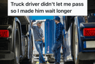 Rude Truck Driver Parks In A Way That Prevents Another Driver From Leaving, But In The End The Rude Driver Was The One Who Had To Wait