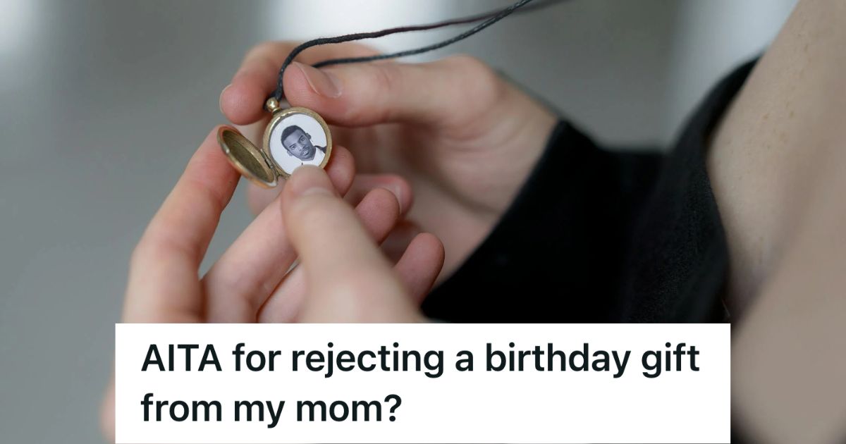 Woman's hands holding a locket with a man's picture in it