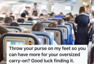 Rude Airplane Passenger Keeps Flinging Her Belongings On The Person Sitting Next To Her, So This Person Decides Not To Get Her Attention When She Forgets Something On The Plane