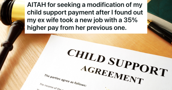 judge's gavel and paper that reads "child support agreement"