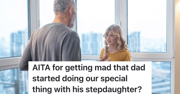 blond teen girl upset at her gray haired father