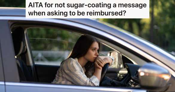 sad woman sitting in her car