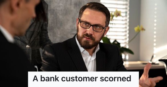 Man in business attire talking to another executive discussing a serious matter