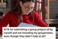Her Groupmates Kept Ignoring Her About Doing The Group Project, So This Woman Did The Project On Her Own And Didn’t Credit Her Groupmates