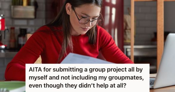 Female student seriously working on her class report