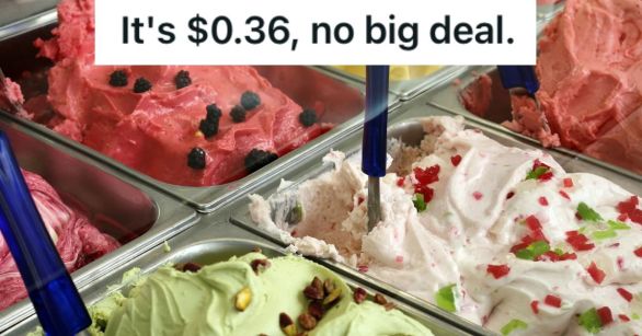 Assorted ice cream flavors in the freezer display