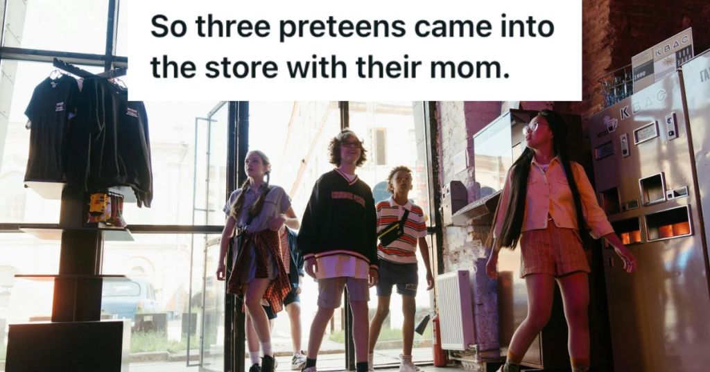 Teenage kids entering a store