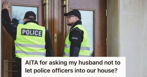 Two police officers waiting for someone to answer the door