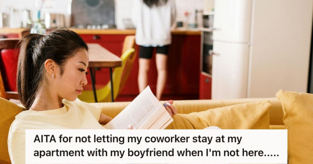 2 female roommates where one is reading a book on the couch and the other is in the kitchen