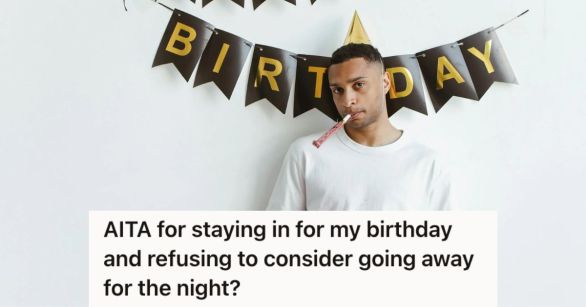 Man celebrating his birthday alone at home