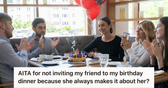 Woman celebrating her birthday with friends in a restaurant