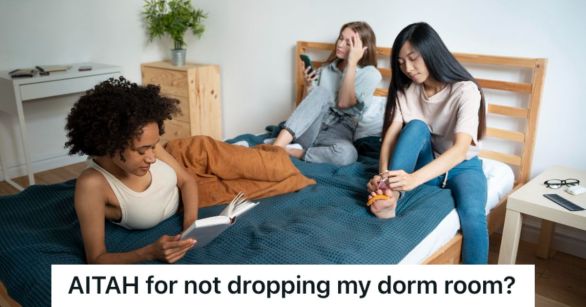 College roommates hanging out in their dorm room