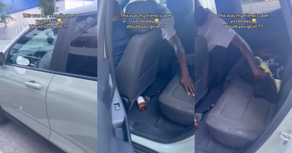 A messy car interior