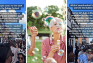 A Rude, Rich Guy Sued A Bar Because Their Bubble Blowing Machine Got His Porsche Dirty. So Hundreds Of People Responded With The “Bubble Protest” And Shut Him Down.