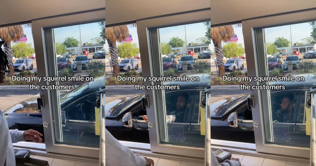 A fast food drive through window