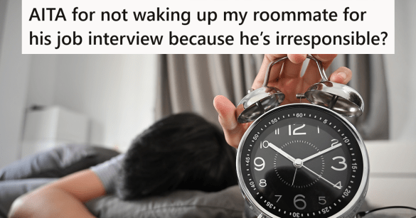 man hitting snooze on alarm clock