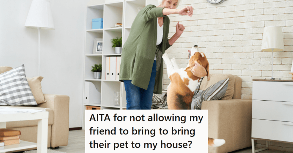 Woman giving a treat to a dog