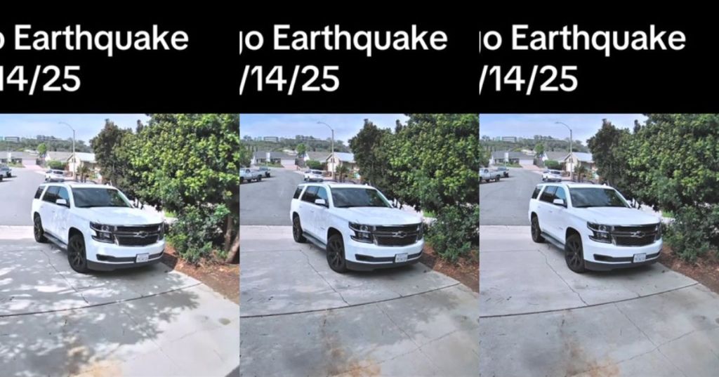 A driveway in San Diego during an earthquake