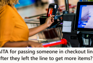 Customer Left His Cart In The Checkout Line While He Kept Shopping, So The Customer Who Was Next In Line Moved In Front Of The Abandoned Cart