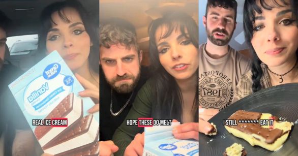 A couple testing Great Value ice cream sandwiches