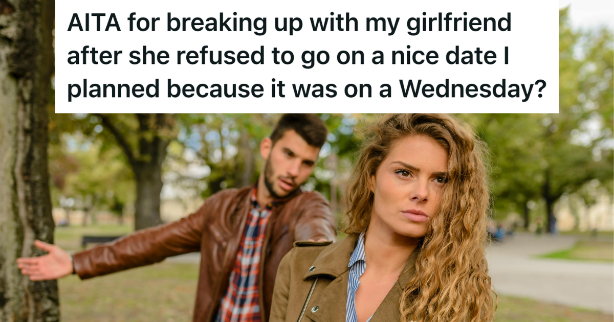 man and his girlfriend breaking up in the park