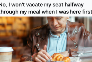 Rude Strangers Tried To Guilt A Patron Into Leaving A Communal Table, So He Stayed Longer And Ordered Dessert Out Of Spite
