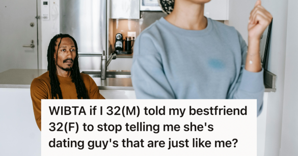 man talking with his female friend in the kitchen