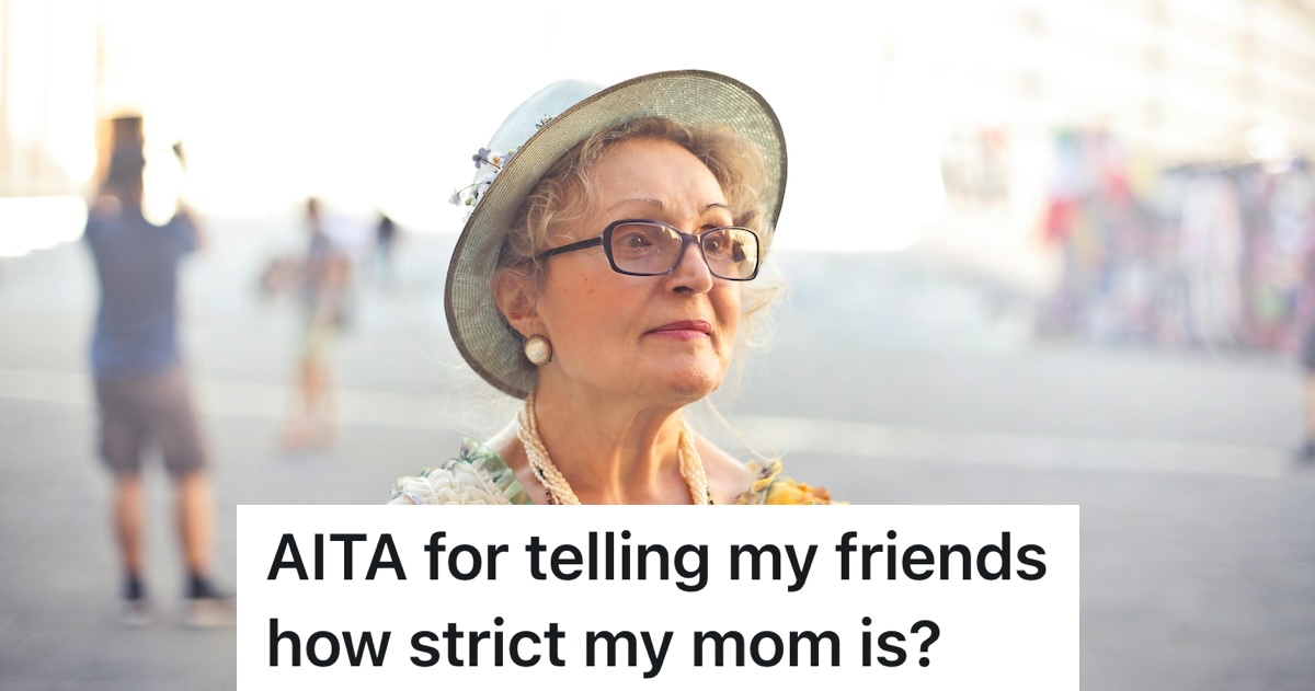 strict mom glancing away from camera