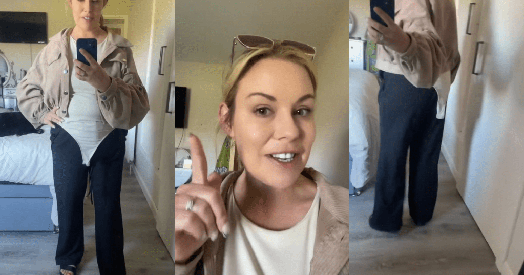 @glowup_mum showing off her outfit