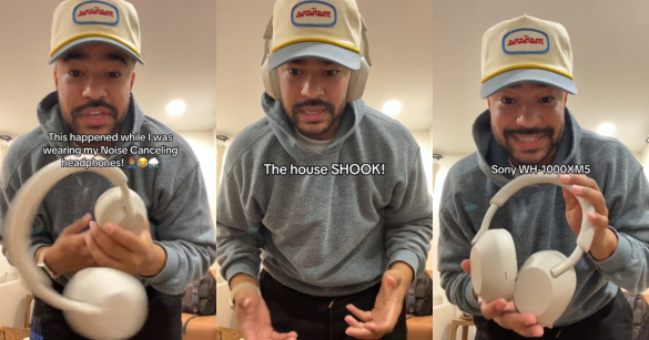 Dwight Junior with his Sony headphones