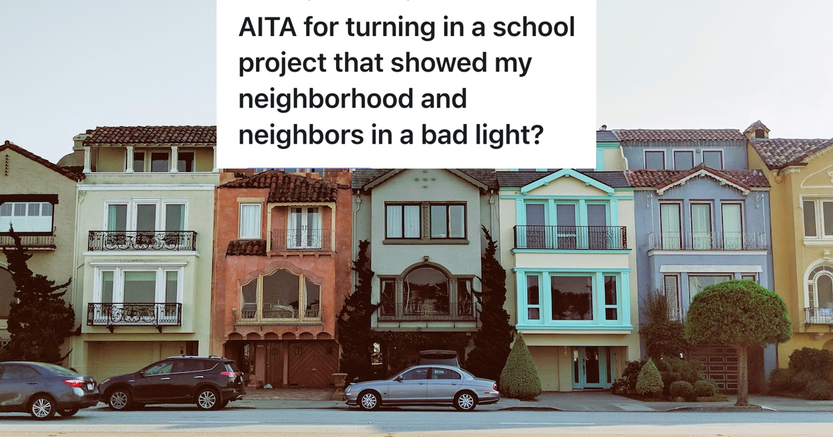 neighborhood street with row houses