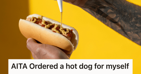 putting mustard on a hot dog
