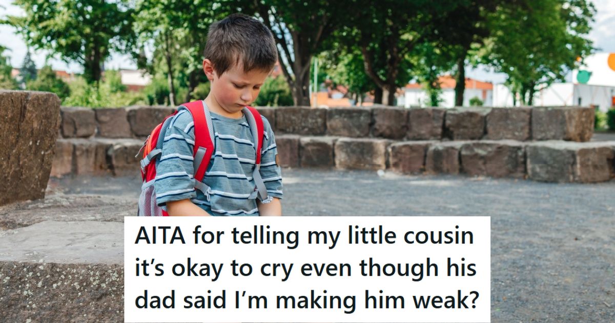 He Comforted His Little Cousin Who Was Crying, But His Cousins Dad Told Him Not To Do That Because It Would The Boy Weak Sad kid at the park