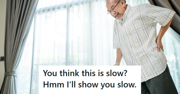 Older man walking slow