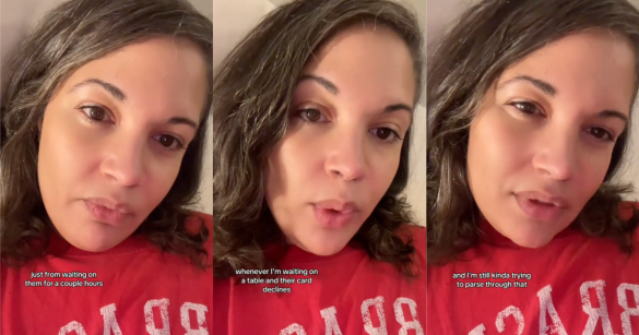 three photos of a young woman