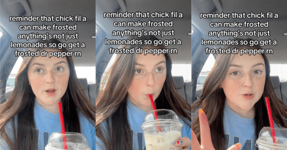 woman with a frozen drink