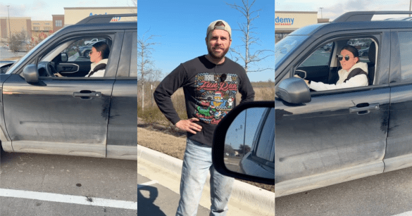 woman backing up a car