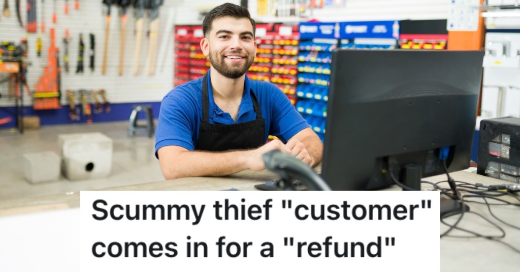 cashier sitting behind a desk