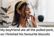 Her Boyfriend Ate All Her Food, So She Polished Off A Bag Of The Chocolate Biscuits He Likes