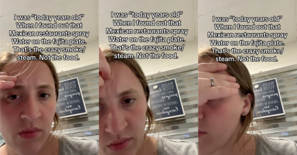 woman talking about fajitas