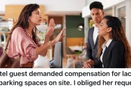 Rude Hotel Guest Complained About The Lack Of Parking, So This Employee Tricked Her To Make Her Feel Like She Was Getting A Discount