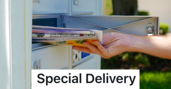 person putting junk mail in a mailbox