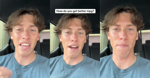 man talking in his car